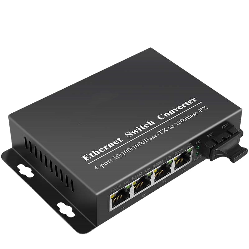 海康威视(HIKVISION)BY-DG104A/B千兆一光四电单模双纤光纤收发器交换机