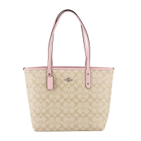 COACH 蔻驰 奢侈品 女士卡其蓝色皮革手提单肩托特包