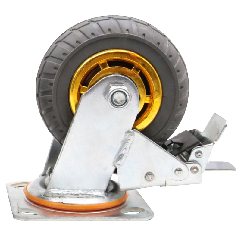 海斯迪克 HK534 高弹力静音脚轮转向轮 工业重型平板车手推车轮橡胶万向轮子 5寸刹车脚轮