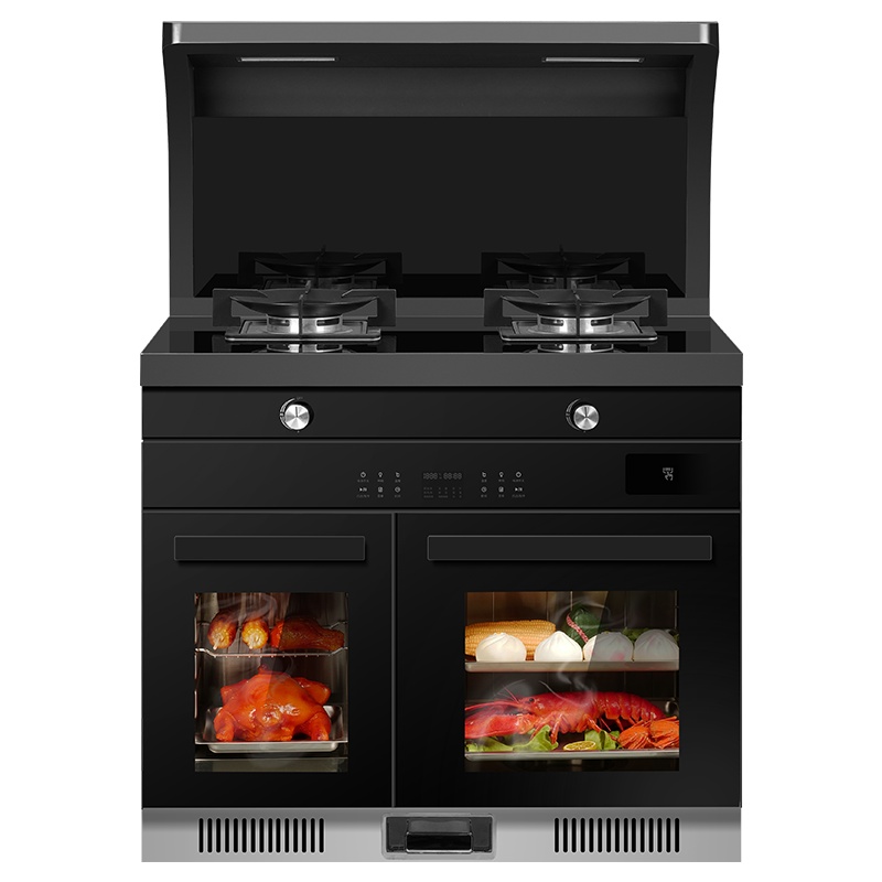 英国YUKIDA集成灶一体灶家用下排侧吸自动清洗蒸烤箱油烟机环保灶DT26B-T08液化气