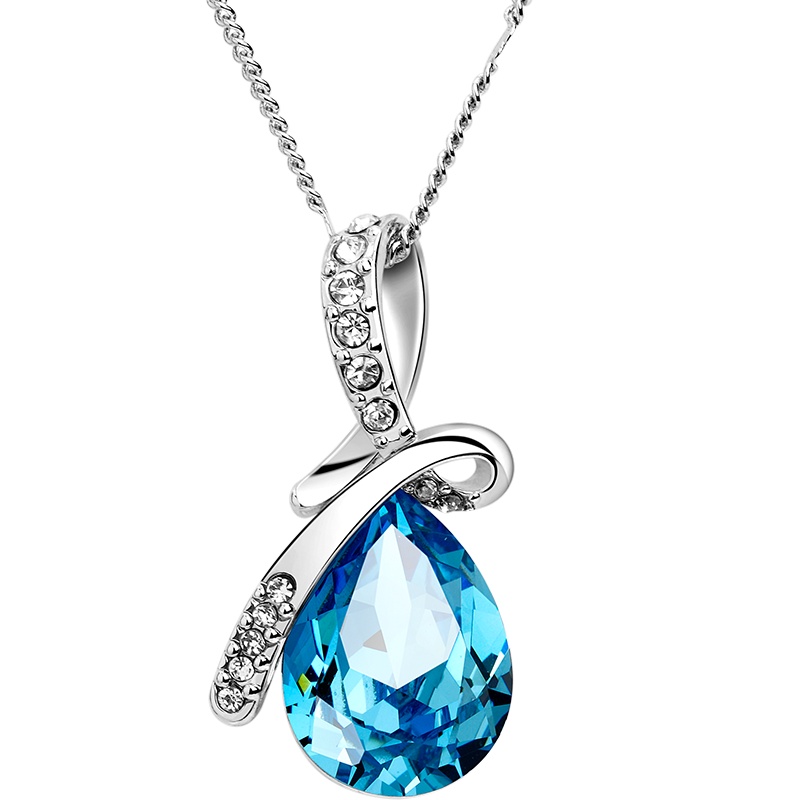 千寻海风(findwind)天蓝色天使泪镶施华洛世奇元素水晶项链女锁骨链女 送女友 礼物韩国饰品简约配饰七夕节礼物