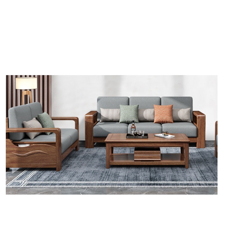 新中式实木沙发小户型客厅组合套装轻奢全实木简约现代贵妃胡桃木