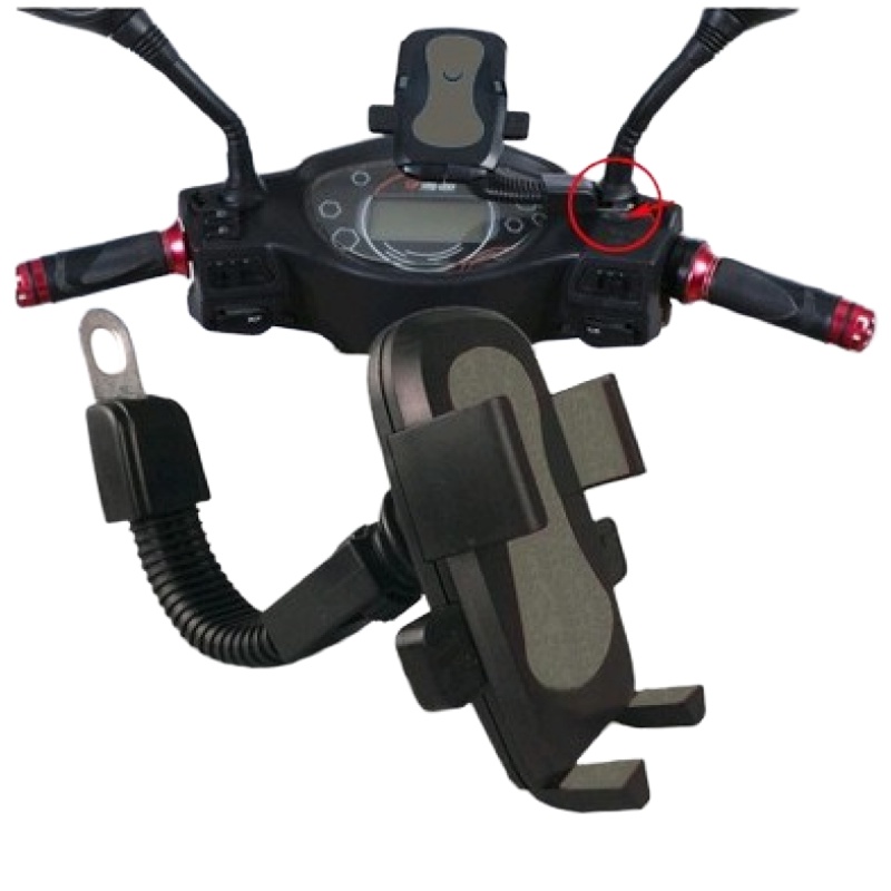 火豹摩托车手机架导航支架电动车电瓶车手机车载支架送外卖送快递专用 摩托车黑色+保护套手机支架手机座