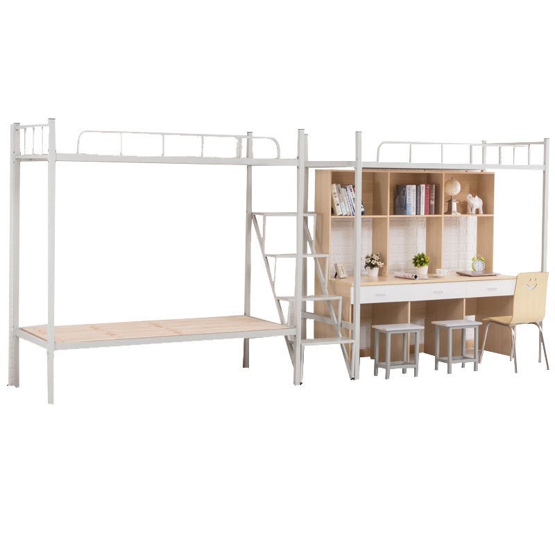鑫金虎 简约现代高低床三人铁艺员工宿舍床 空间两层省上层公寓床上床下桌