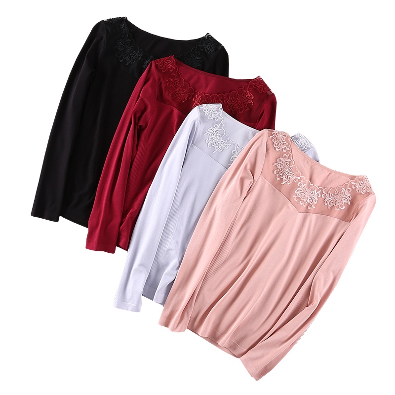 恒源祥女士美体内衣秋衣秋裤套装莫代尔修身内衣蕾丝圆领女士套装2816