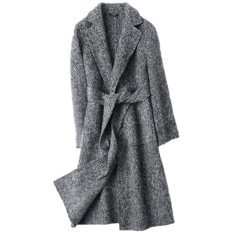 憨厚皇后2019海宁春装新款双面毛呢大衣女装韩版长款毛呢外套