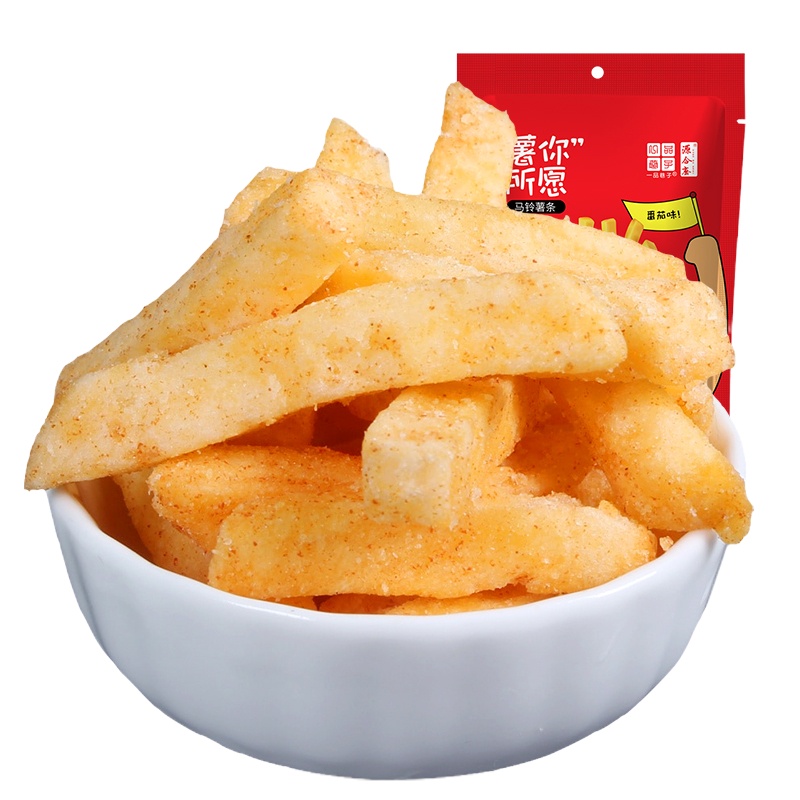 一品巷子 番茄味薯条100g*5袋 网红办公室休闲零食西红柿味薯条小吃