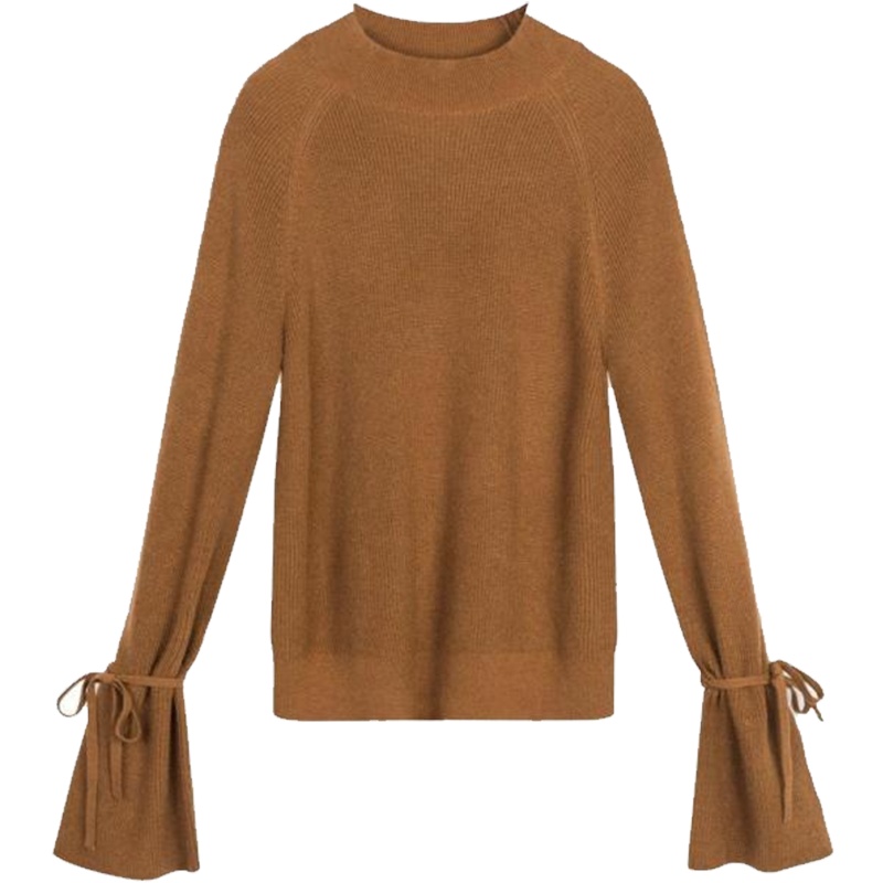 【热卖】拉夏贝尔蝴蝶结毛衣女2019春季新款喇叭袖白条纹时尚韩版毛针10015862