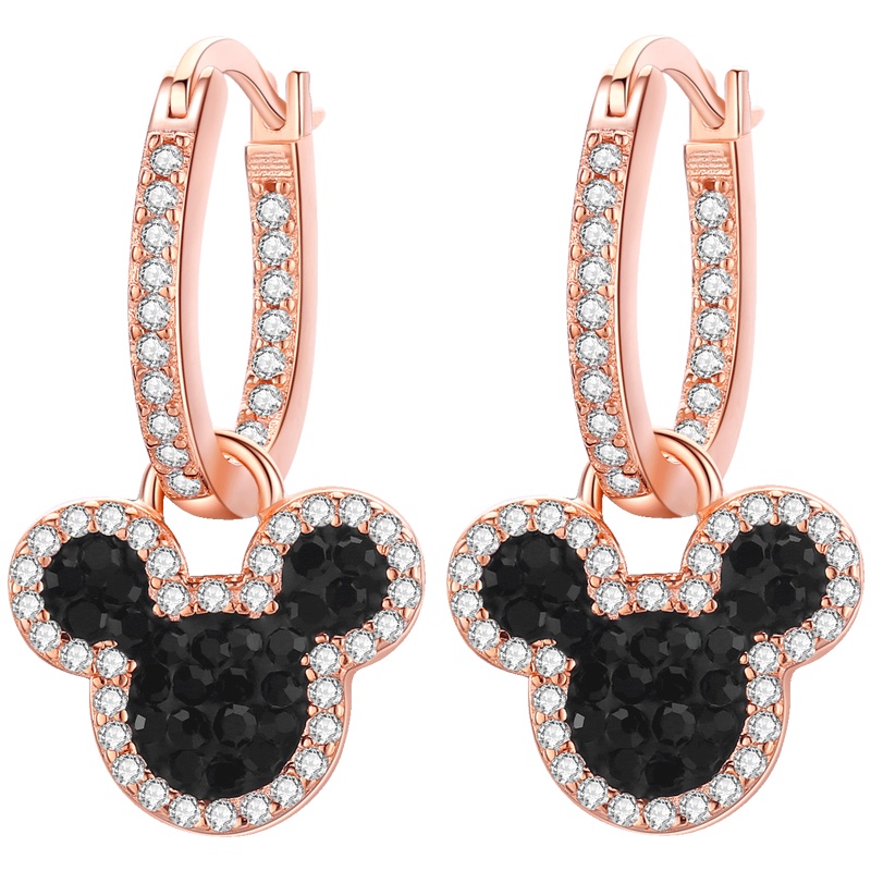 佰色传情BRIR纯银米奇耳钉女超萌可爱卡通耳环两用可拆耳饰