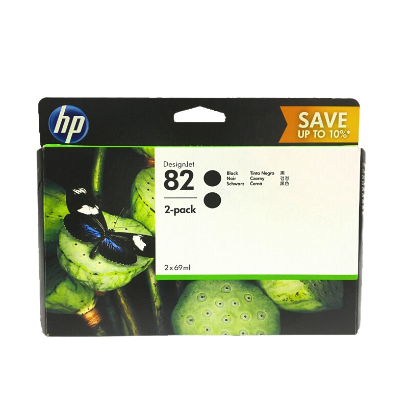 惠普(HP) P2V34A 原装 82号黑色墨盒69毫升双支装 适用于-HP DesignJet 510/800