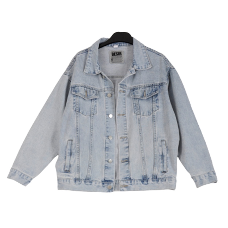 拉夏贝尔Laetia春装韩版宽松BF风中长款牛仔外套女911611868