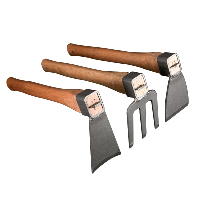 【规格：弯口/三齿/平口】小锄头 种菜锄草园林农用锄挖土农具工具 户外多功能通用小型短柄加厚木柄耙子