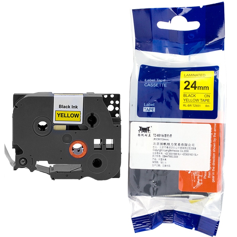 扬帆耐立(YFHC) TZ-651标签色带(黄底黑字/24mm) 适用PT330/350/520/540/580C