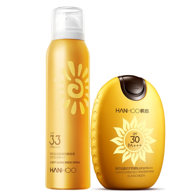 韩后冰爽防晒喷雾补水保湿防面部全身轻盈优护防晒水乳霜