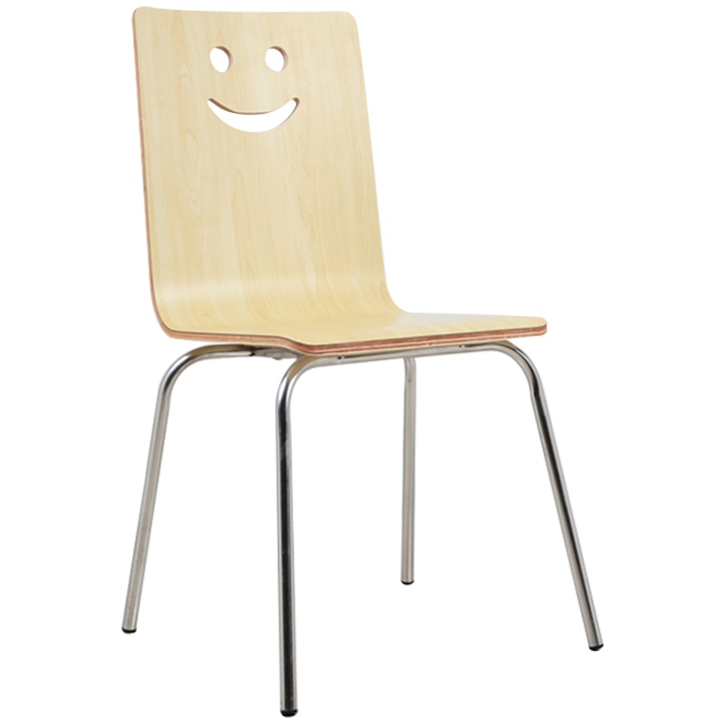 创世人 快餐椅饭店餐厅奶茶店经济简约不锈钢曲木餐椅休闲靠背椅