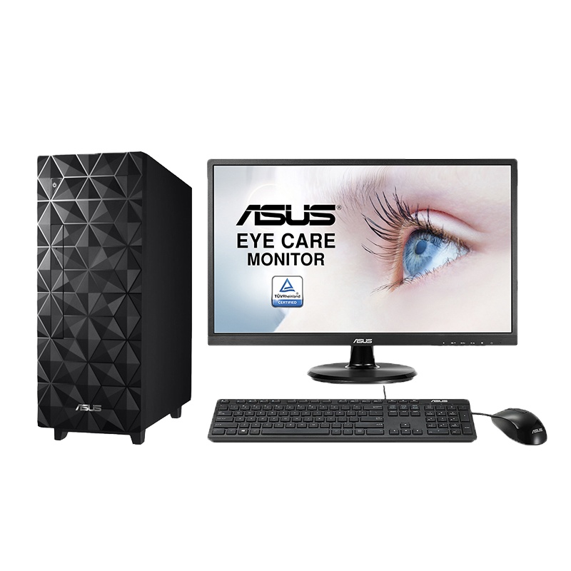华硕(ASUS)碉堡S340MF 台式高性能娱乐家用商务高效学习办公电脑台式机主机套装 21.5英寸(G4930 4G 1T W10 WIFI)