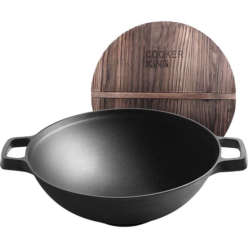 炊大皇炒锅家用双耳防烫隔热炒锅厨房精铸铁锅无涂层铁锅 C36ATQ2