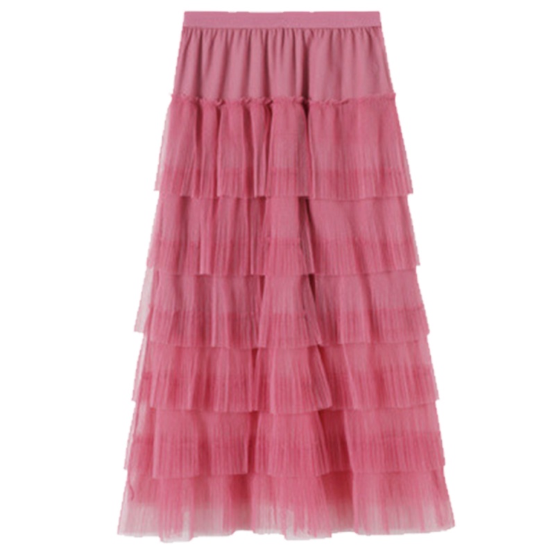 【专柜同款】拉夏贝尔旗下夏季新款女式a字半身裙淑女网纱蛋糕裙中长款裙子女60008412