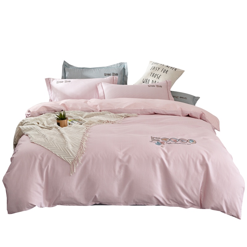 曼凝家纺 全棉加厚磨毛四件套秋冬保暖套件纯棉被套床单200*230cm双人四件套