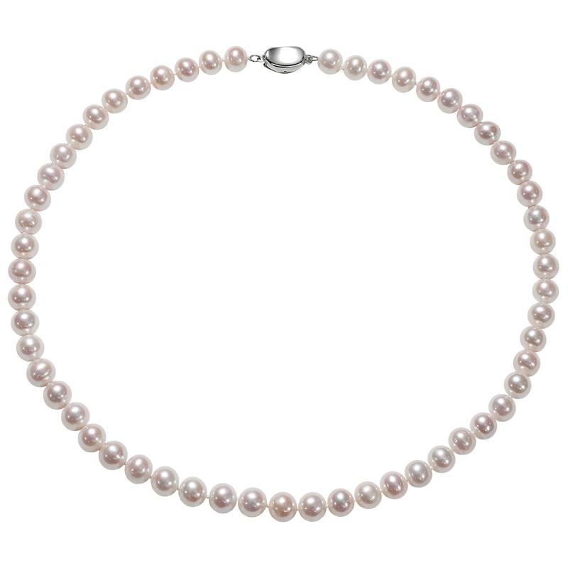 佰色传情 强光泽白色淡水珍珠项链妈妈婆婆款母亲节礼物女强光光泽