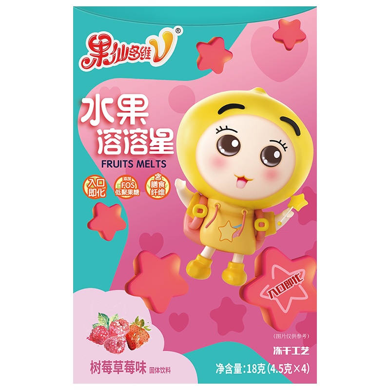 果仙多维V 儿童零食点心水果豆溶豆小馒头树莓草莓水果溶溶星18g