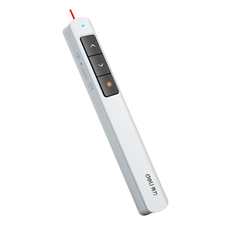 得力(deli)2808PL激光翻页笔 灰色 PPT投影仪翻页笔 红光无线充电款激光会议演示笔 教学笔 指示笔