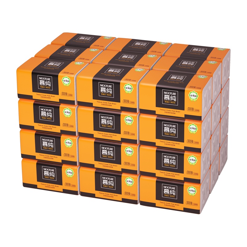 慕纯本色纸抽纸100抽36包大纸张竹浆纸宝宝纸巾卫生纸整箱装