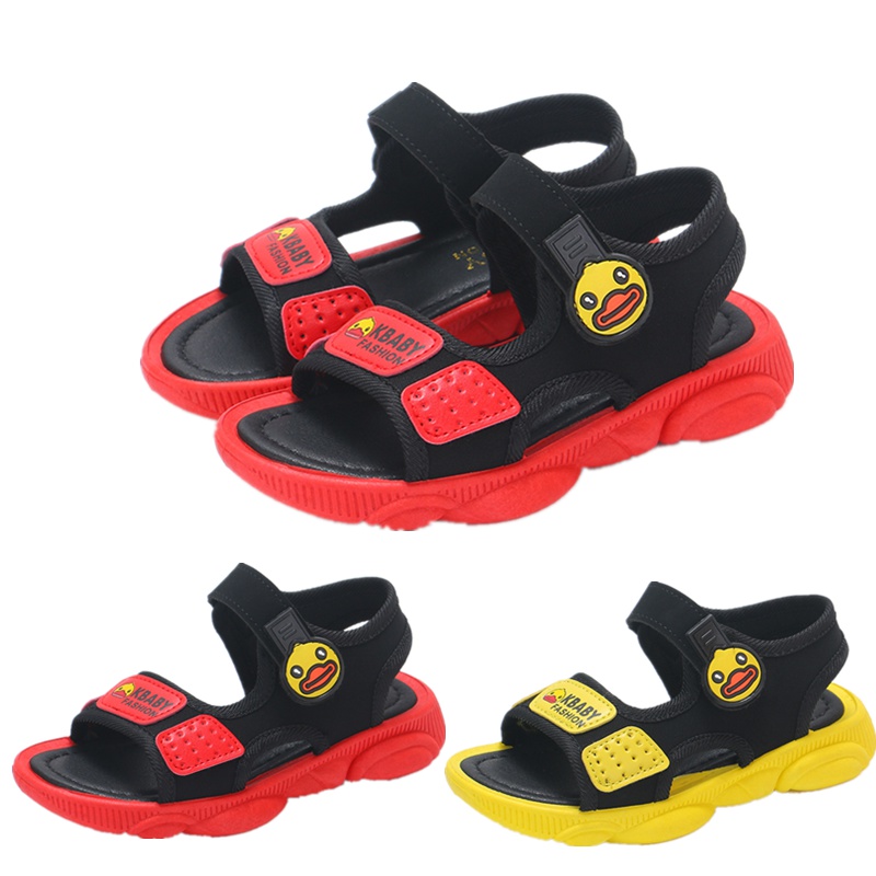 凉鞋笑脸小熊鞋童鞋小熊底儿童实心橡胶厚底男女通用透气魔术贴历爵风青少年鞋新款夏季休闲鞋中小童宝宝鞋子