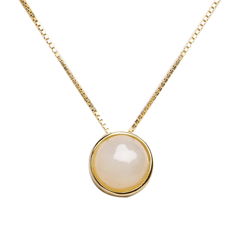 印象眸 和田玉925银镀金短项链锁骨项链