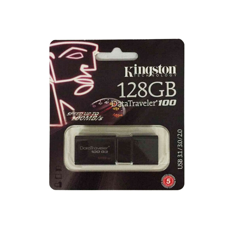 金士顿128GB USB3.0 U盘 DT100G3 读速130MBs 黑色 滑盖设计 时尚便利