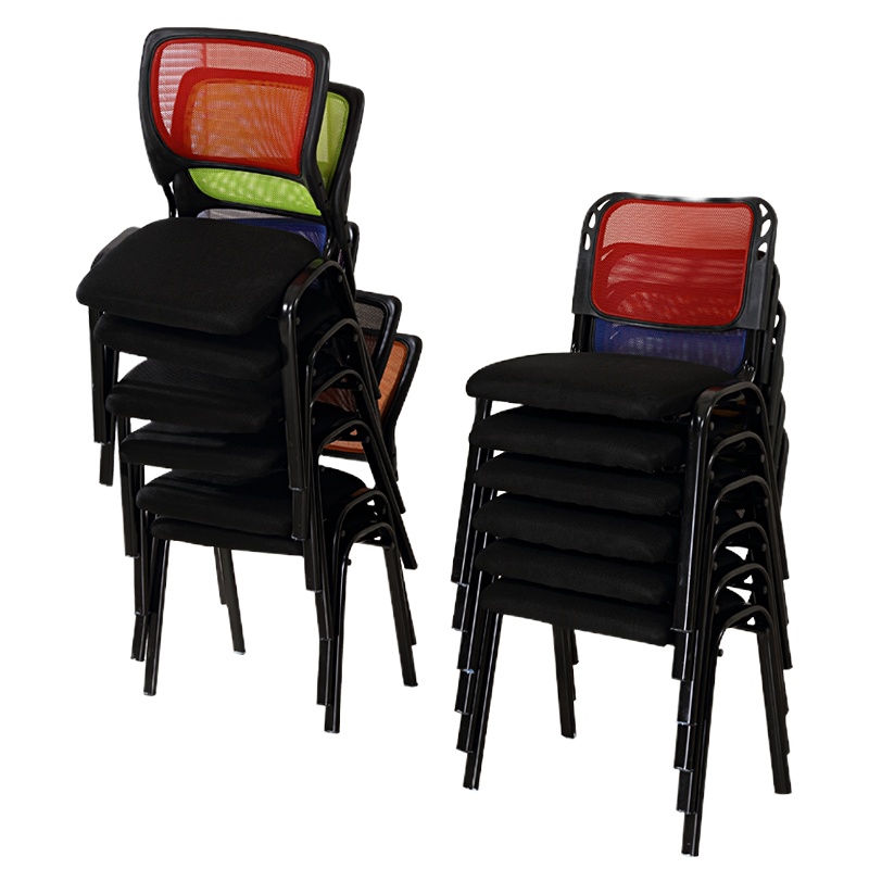 会议椅简约职员椅夏季无扶手凳子办公室培训椅透气靠背椅子办公椅 14张