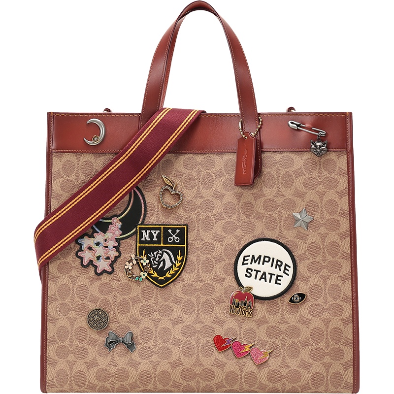 COACH 蔻驰 女士 专柜款涂层帆布配皮FIELD手提单肩包托特包40号大号 C0768