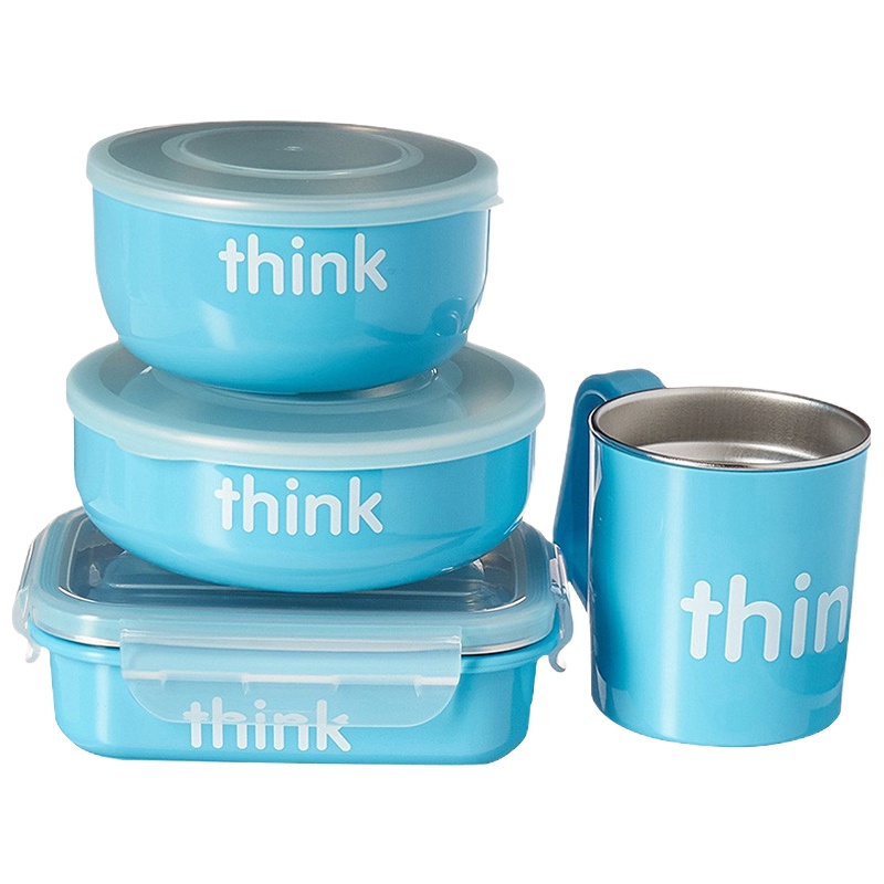4件套 Thinkbaby 辛克宝贝 220102 儿童不锈钢孕婴童餐具礼盒 梦幻蓝