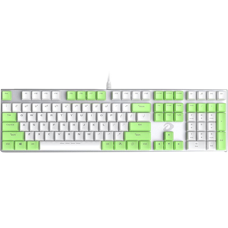 达尔优 EK815机械师机械合金108键双色机械键盘 电竞游戏 家用办公全键无冲 CF吃鸡LOL108键白绿色[茶轴]