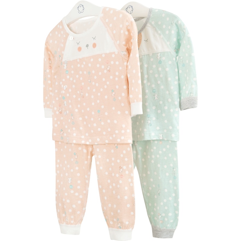 男女童春季两件套前开襟圆领简约居家服3-24个月