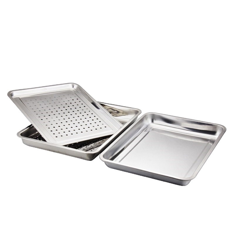 小海牛 不锈钢冲孔方盘 托盘滤油盘滤水盘蒸盘 带孔漏眼60*40*2