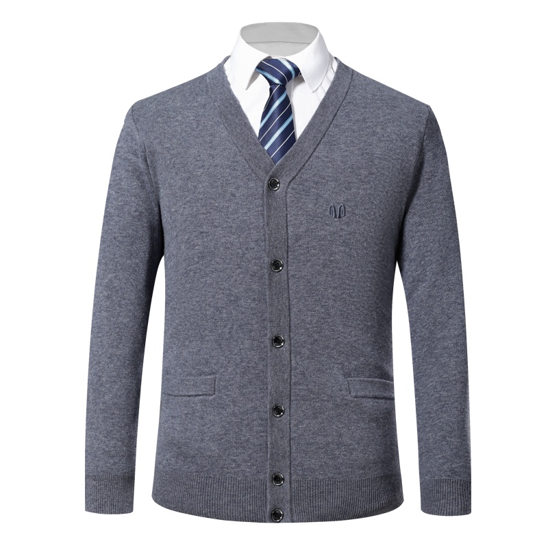 恒源祥男士羊毛开衫秋冬新款純羊毛开衫长袖针织商务休闲男毛衣外套