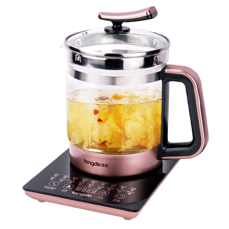 龙的(longde)LD-YS1521养生壶 玻璃煎药壶花茶壶煮茶壶多功能触控作 玫瑰金