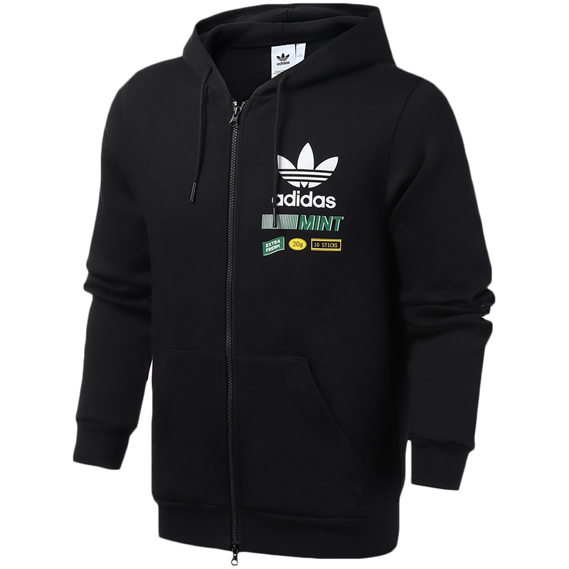 adidas阿迪达斯三叶草男装运动服LOGO款休闲针织连帽外套FP7703