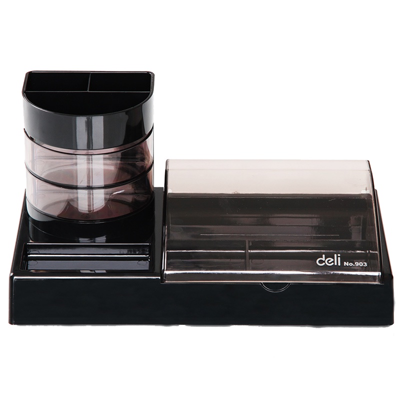 得力(deli) 903多功能组合办公盒 笔筒 黑色