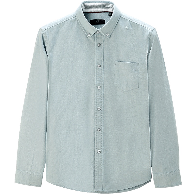 HLA海澜之家清新休闲长袖衬衫2019秋季舒适牛津纺长袖衬衫男HNEAD3R113A