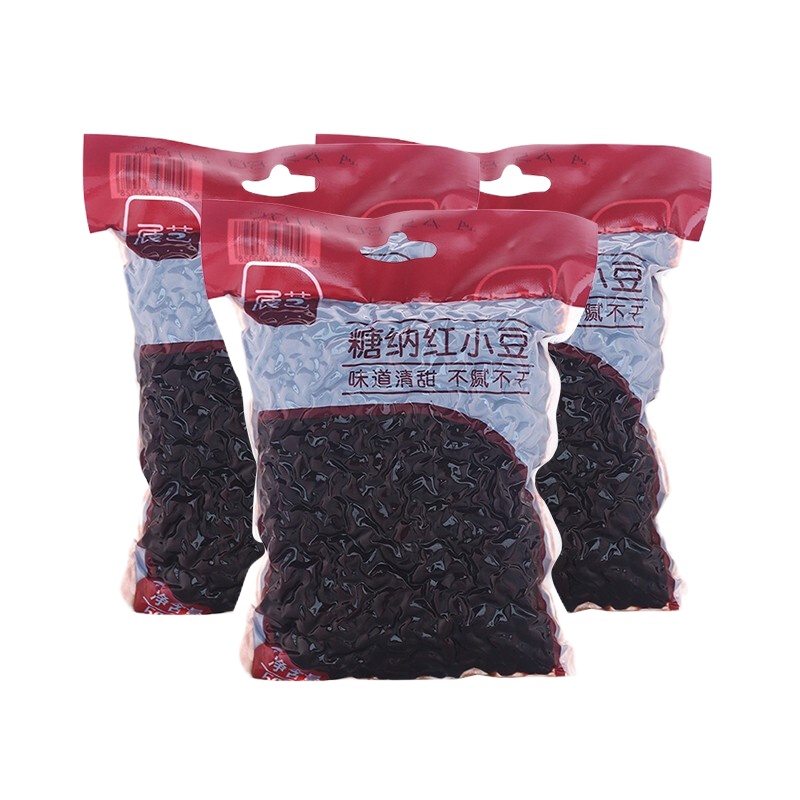 展艺 糖纳红小豆蜜豆红豆沙月饼馅刨冰芋圆奶茶甜品烘焙原料500g*3包/组(组)