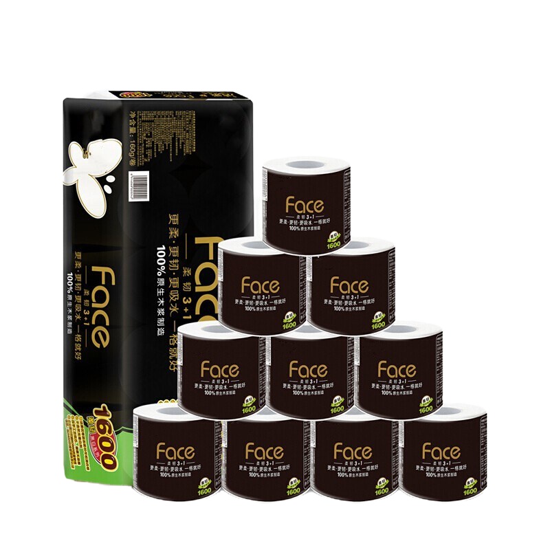 柔妮(RHONE)洁柔Face(黑色)卷纸卫生纸10卷