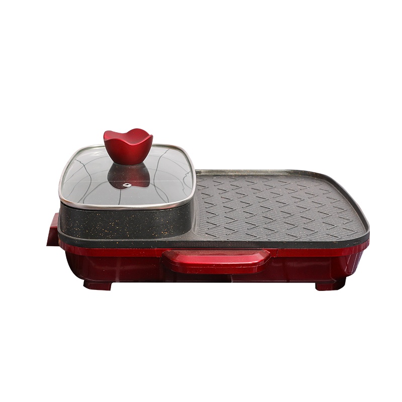 迪迪尼卡(Didinika)电火锅家用烤涮一体锅多功能电热锅电煮锅麦饭石不粘鸳鸯火锅