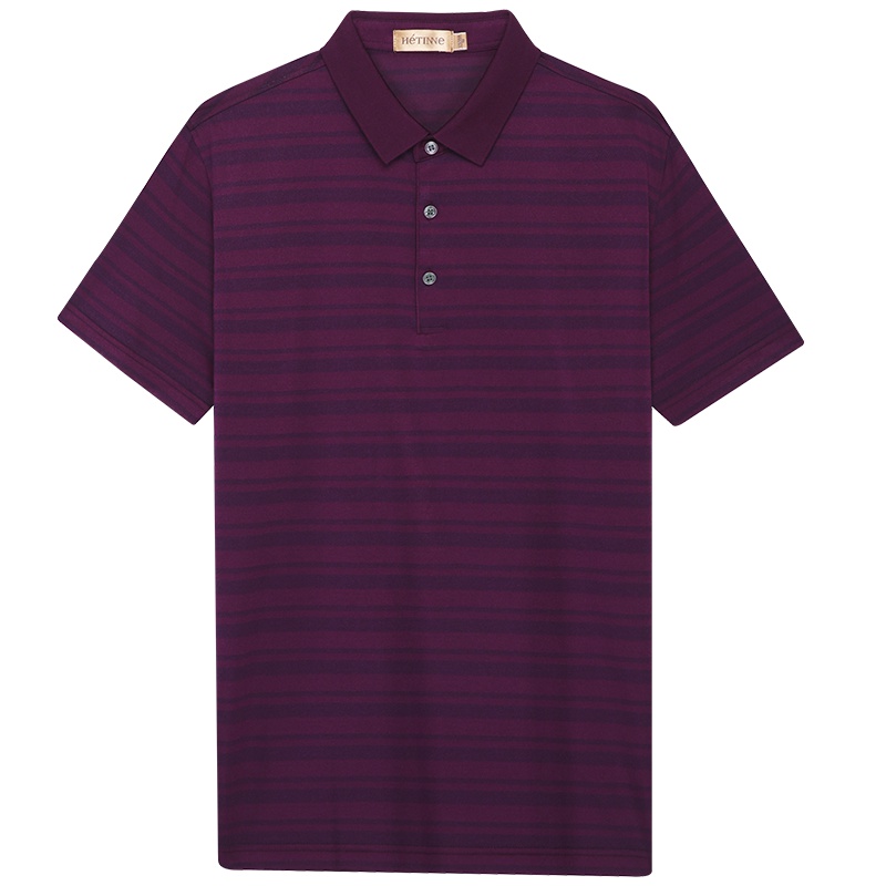 红豆旗下高端品牌轩帝尼(HETINNE)男装2019夏新款轻奢商务男装修身桑蚕丝短袖男式T恤