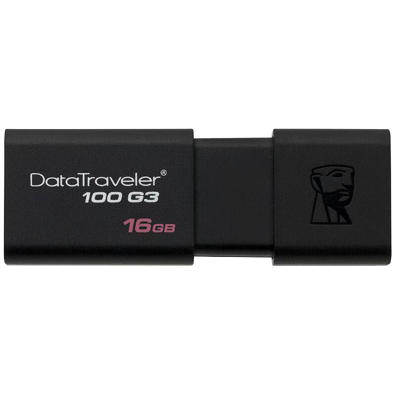 金士顿(Kingston)16GB USB3.0 U盘 黑色 滑盖设计 时尚便利 单个装 ( 单位:件 )