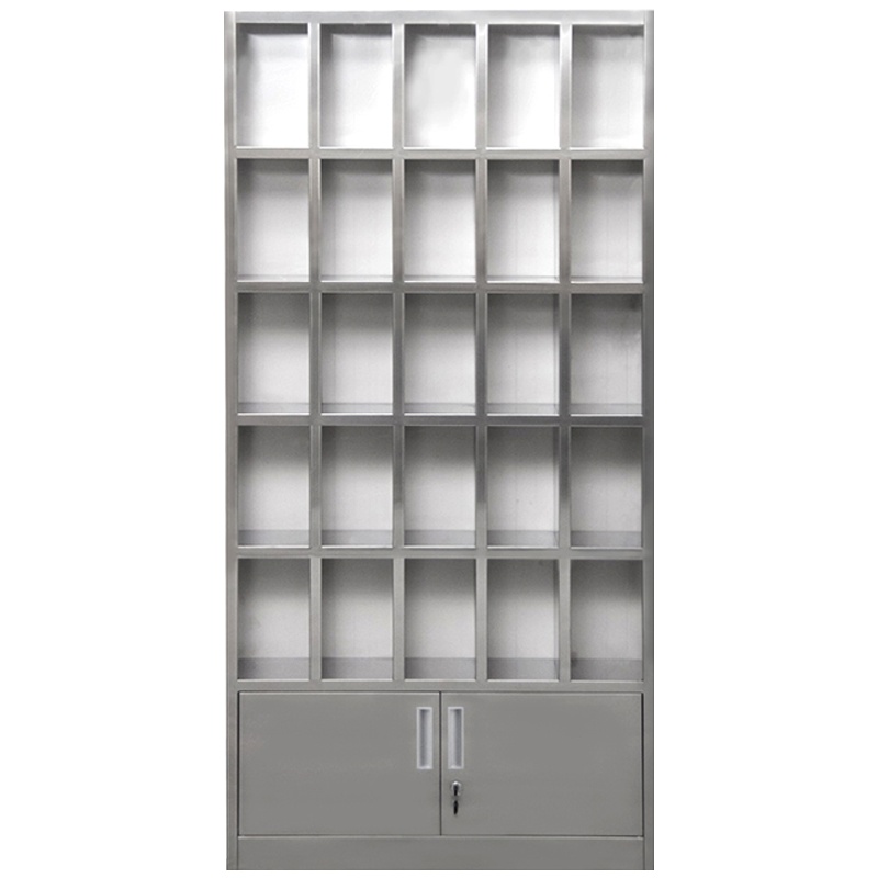 鑫虎威 办公家具304不锈钢制茶杯柜水杯柜工厂车间员工茶水柜学校休息室口杯柜保温水杯放置柜储物柜25格