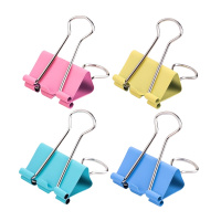 得力8555-5#彩色长尾票夹19mm(筒装)(混)(40只/筒)