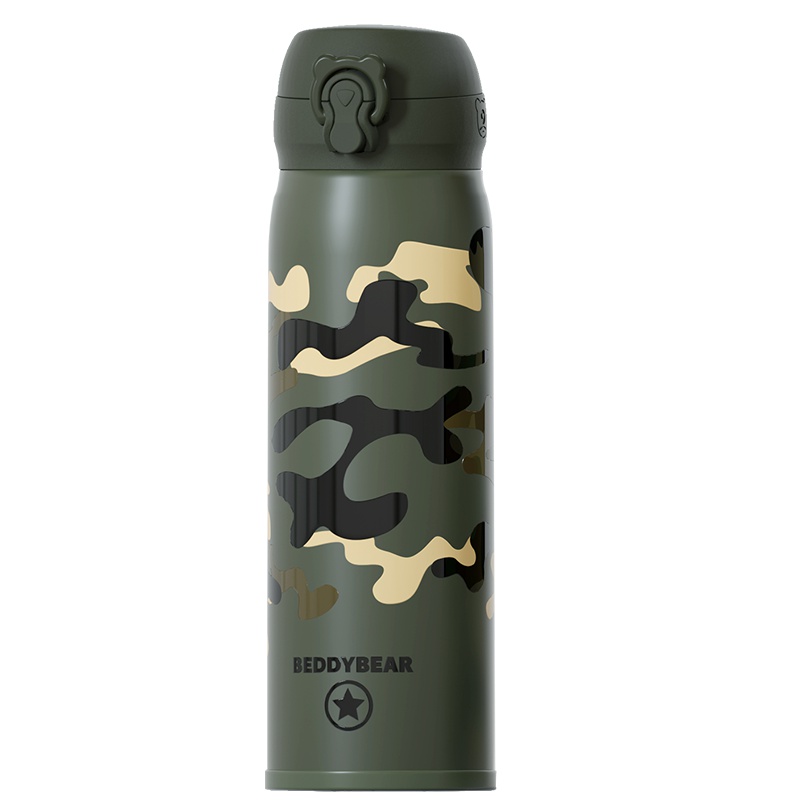 韩国杯具熊保温杯男女不锈钢迷彩车载随行杯便携简约可爱学生情侣水杯水壶限量版