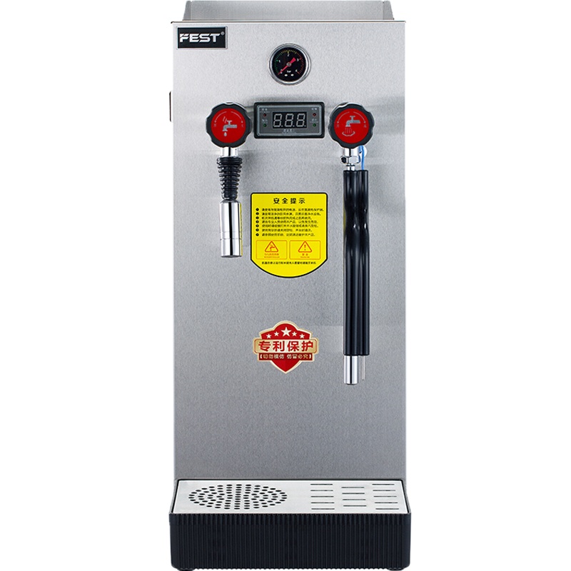FEST 10升蒸汽开水机台式奶泡机商用奶泡器奶茶店设备全套咖啡打奶泡器全自动开水器10L 10L不锈钢带水泵款